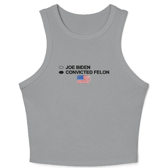 Joe Biden Vs Convicted Felon Funny 2024 Flag Crop Tank Top