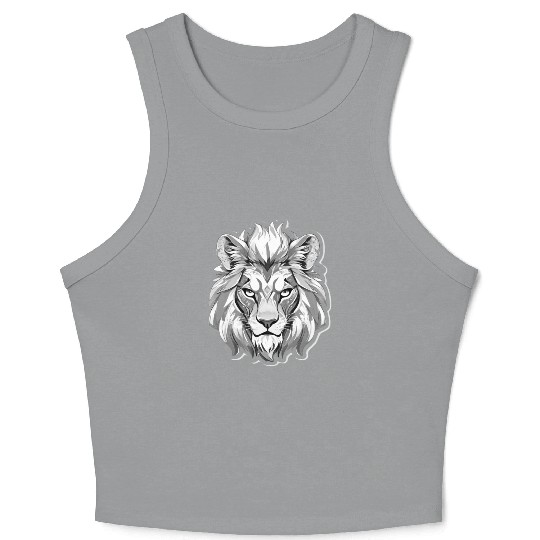 White Angry Lion Crop Tank Top