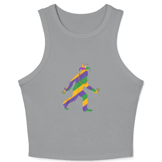 mardi gras bigfoot sasquatch men Crop Tank Top
