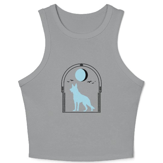 German Shepherd Celestial GSD Dog Moon Tarot Crop Tank Top