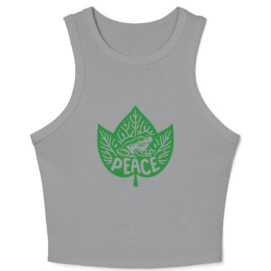 Peaceful Frog - Green version Crop Tank Top