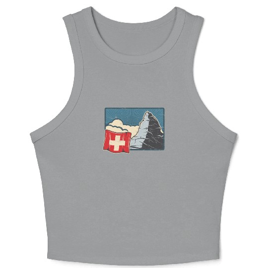 Vacation Skiing, Hiking, Mountain Switzerland Crop Tank Top