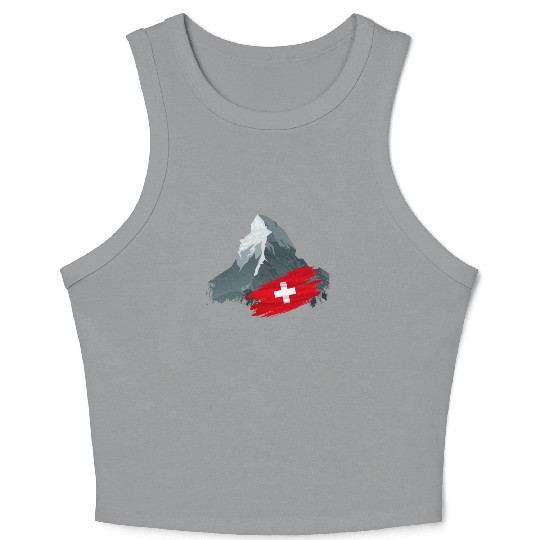 Vacation Skiing, Hiking, Mountain Switzerland Crop Tank Top