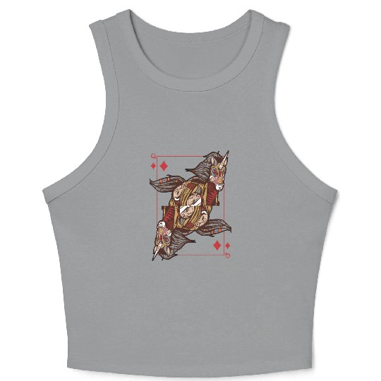 Unicorn steampunk card game Queen of Diamonds Poke Crop Tank Top