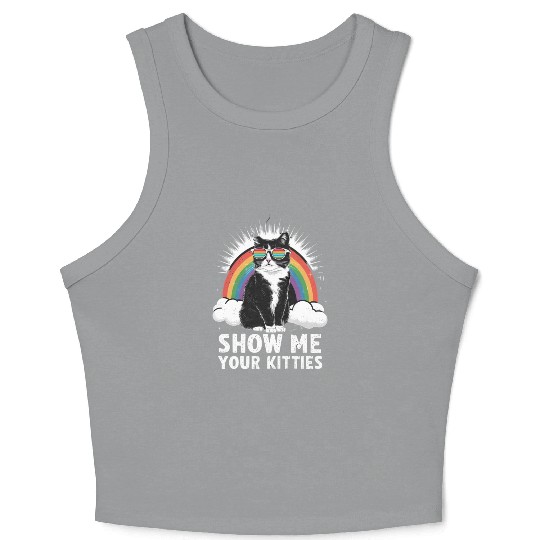 Show Me Your Kitties Funny Lesbian Gay Pride LGBT Crop Tank Top
