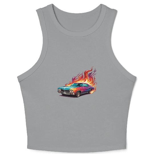 Retro American Racing Muscle Car Crop Tank Top