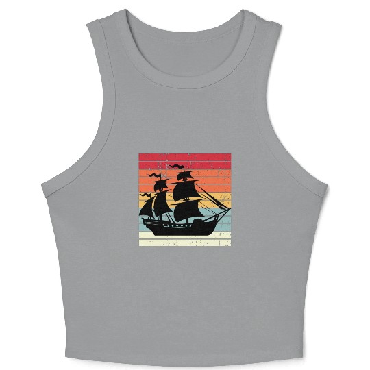 Pirate ship sunset Crop Tank Top