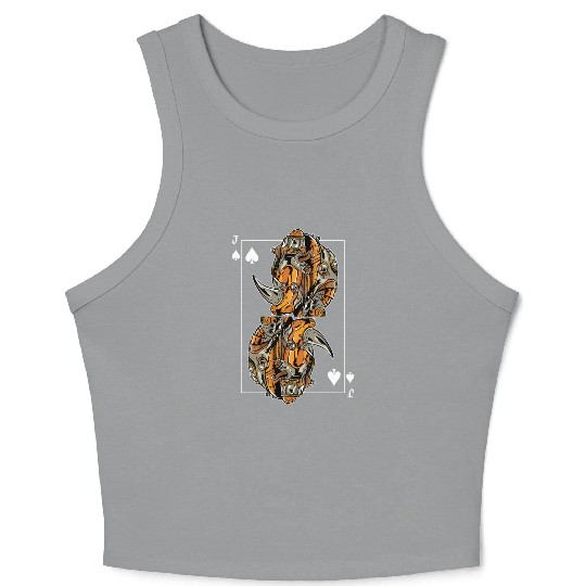 Rhinoceros Steampunk Card Game Jack of Spades Crop Tank Top