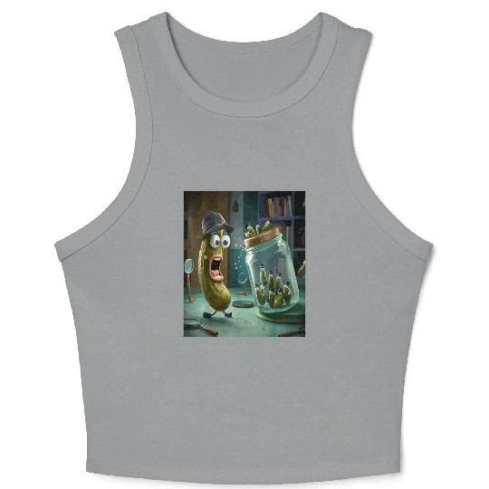 Funny Pickle Surprise Cucumber Pickles Crop Tank Top