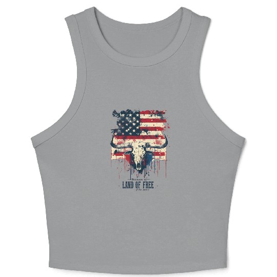 Land of the free because of the brave , 4 July Crop Tank Top
