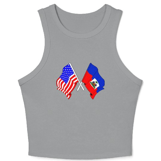 USA flag USA, Haiti flag Crop Tank Top