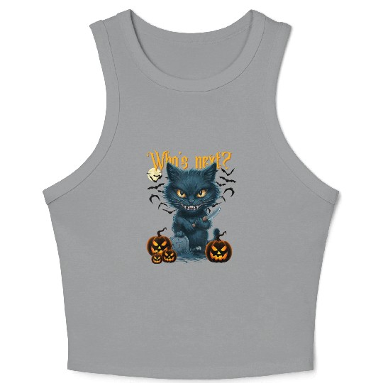 Halloween Scary Black Jack Lanter Crop Tank Top