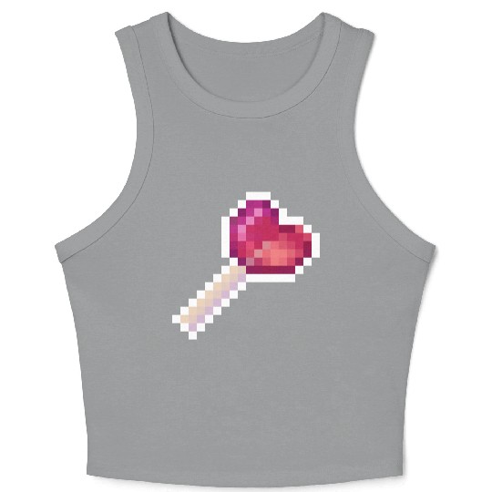 Pixel Art Sprite Cute Heart Lollipop Crop Tank Top