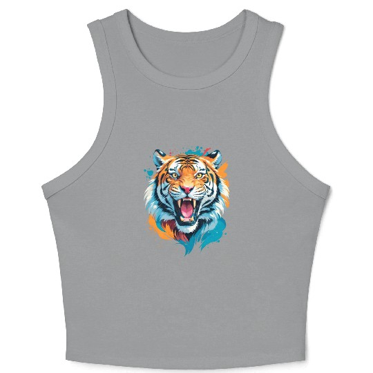 Colorful Tiger Face Crop Tank Top