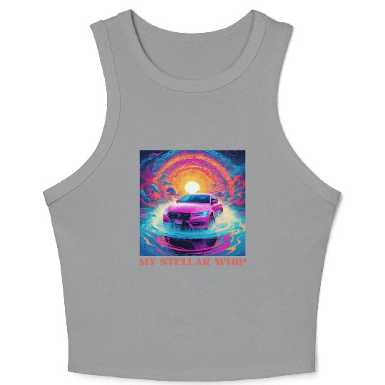 Synthwave Art Futuristic Car Crop Tank Top