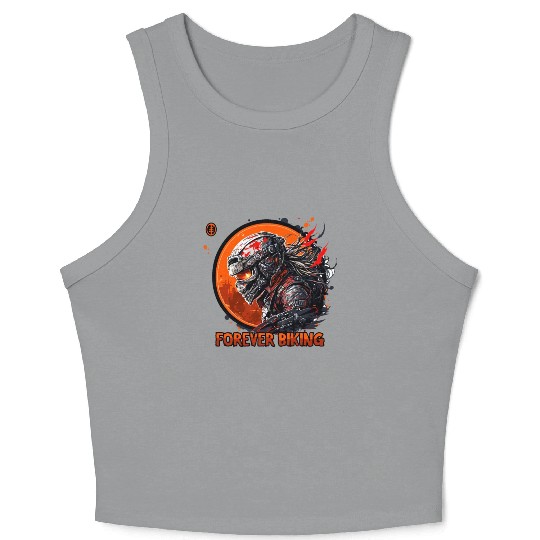 Forever Biking: Skull Emblem Motorcycling Crop Tank Top
