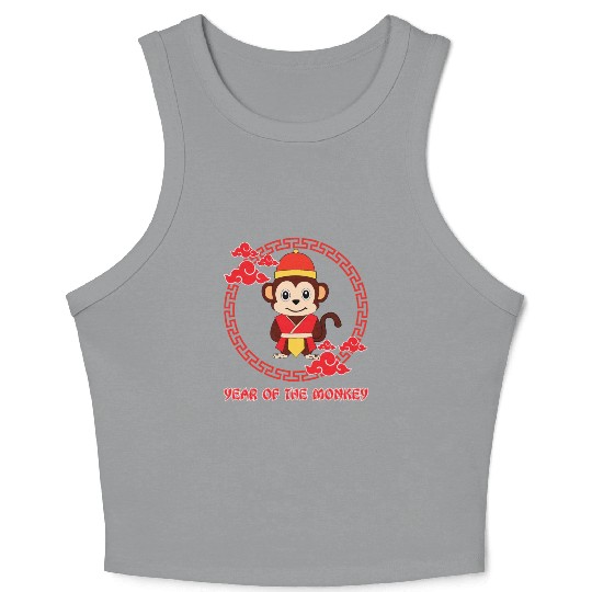 Year Of Monkey Cute Zodiac Kawaii New Year Crop Tank Top