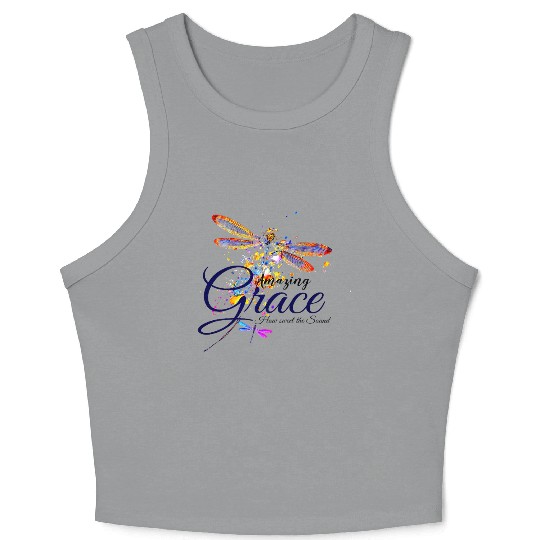 Amazing Grace Dragonfly splatter Crop Tank Top
