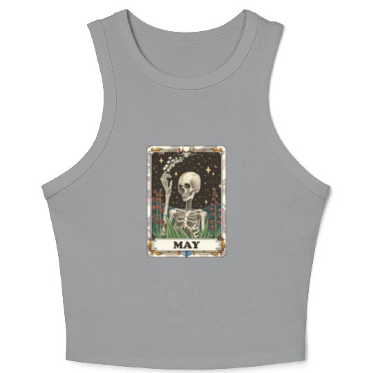 May Gothic Tarot Card - Lily of the Valley & Skele Crop Tank Top