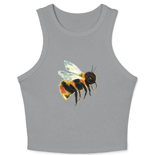 Cute Bumble Bee Flying Illustration Crop Tank Top