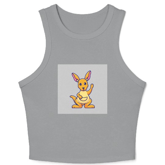Cute Kangaroo Waving Hand: Cartoon Vector Icon Ill Crop Tank Top