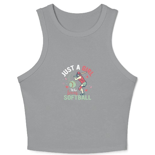 Just A Girl Who Loves Softball Team Baseball Crop Tank Top