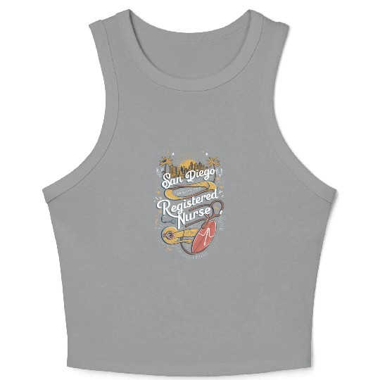 San Diego Registered Nurse Skyline Graphic Art Crop Tank Top