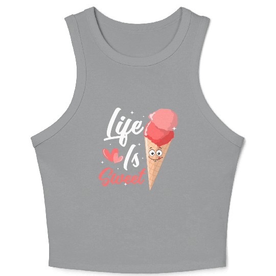 Life Is Sweet Cone Scoop Ice Cream Crop Tank Top