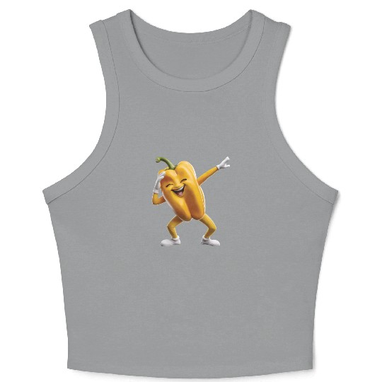 Yellow Bell Pepper Dabbing Realistic Crop Tank Top