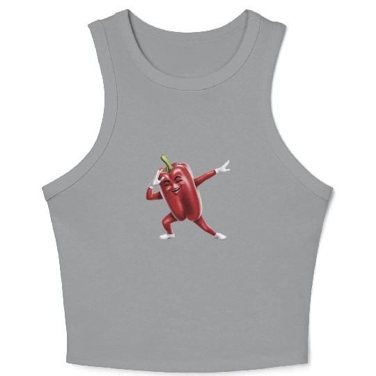Red Bell Pepper Dabbing Realistic Crop Tank Top