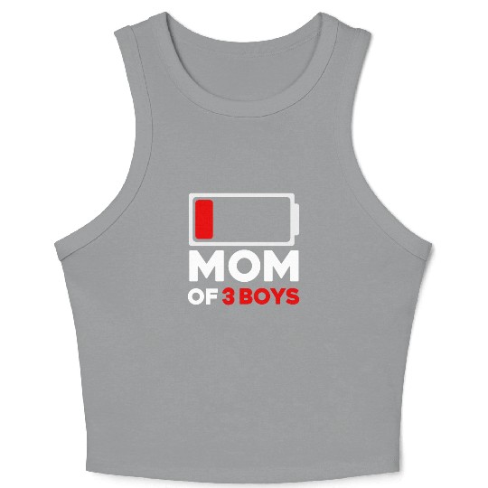 Tired Mom Of 3 Boys Low Battery Crop Tank Top