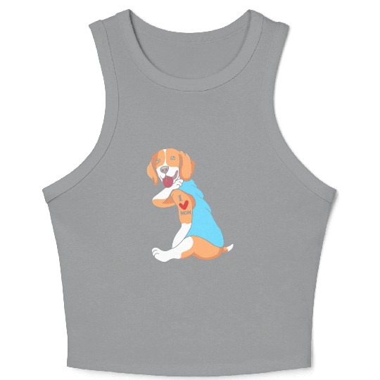 Beagle Mom Tattoo Dog I Love Mom Beagle Crop Tank Top