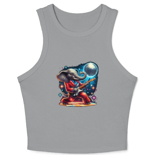 Disco Ball Guitar Elephant Crop Tank Top