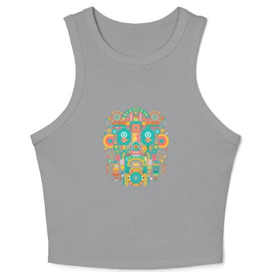 Maya God Mayan Mythology Itzamna Mask Art Crop Tank Top