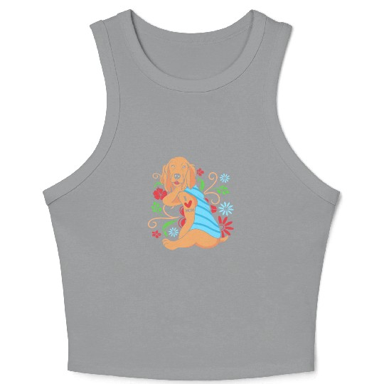 Cute Heart Cocker Spaniel Mom I Love Mom Crop Tank Top