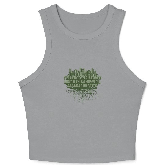 Whats Lunch in Sandwich Massachusetts Pun MA Joke Crop Tank Top