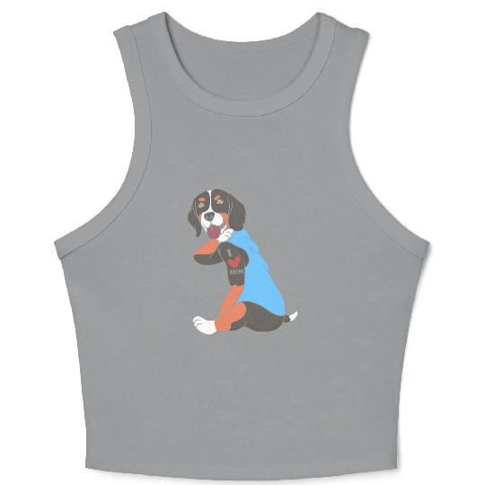 Cute Bernese Dog I Love Mom For Dog Mom Crop Tank Top