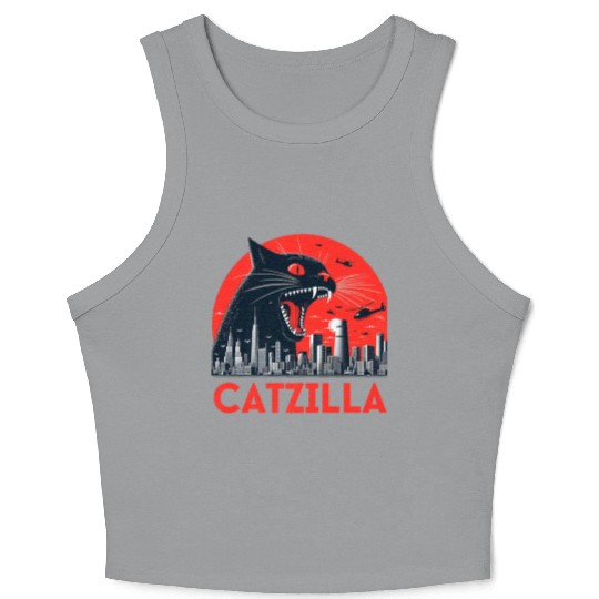 Catzilla Cat Japanese Premium Crop Tank Top