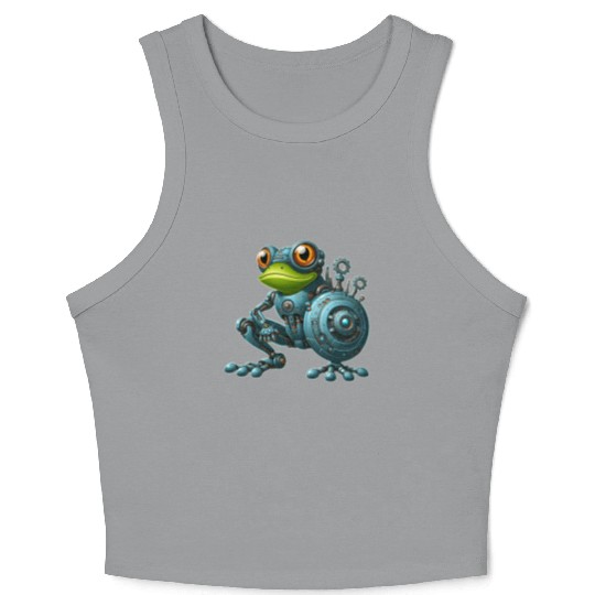 Cyborg Frog Toad Newt Robot Mech Design Crop Tank Top