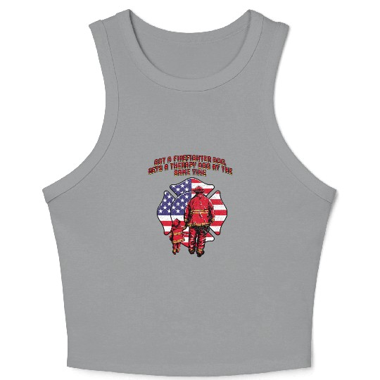 Gets a Firefighter Dog Therapy Dog Fire Department Crop Tank Top