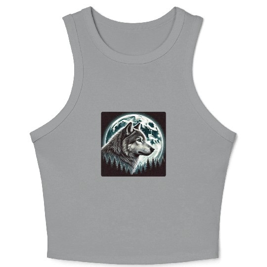 Nature Moon Alpha Cute Wolf Moon nature Crop Tank Top