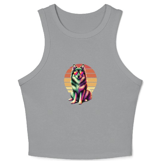 Retro Sunset Sunglasses Swedish Vallhund Crop Tank Top