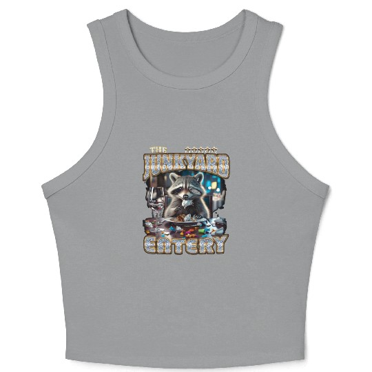 The Junkyard Eatery Funny Raccoon Bootleg Crop Tank Top