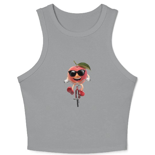 Peach Cycling On Bike Realistic Crop Tank Top