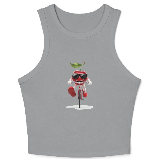 Cherry Cycling On Bike Realistic Crop Tank Top