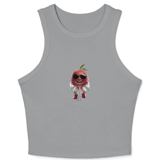 Lychee Cycling On Bike Realistic Crop Tank Top