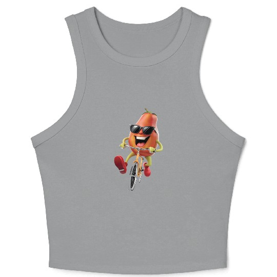 Papaya Cycling On Bike Realistic Crop Tank Top