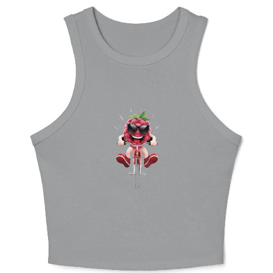 Raspberry Cycling On Bike Realistic Crop Tank Top