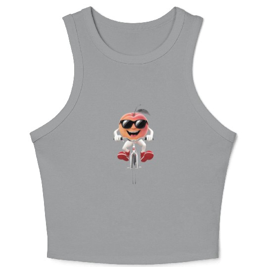 Apricot Cycling On Bike Realistic Crop Tank Top