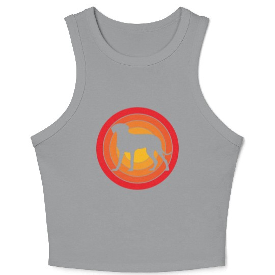 Retro Sunset Weimaraner Dog Silhouette Crop Tank Top